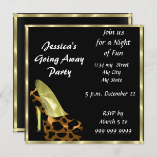 Farewell Party Invitation Card adieu noir