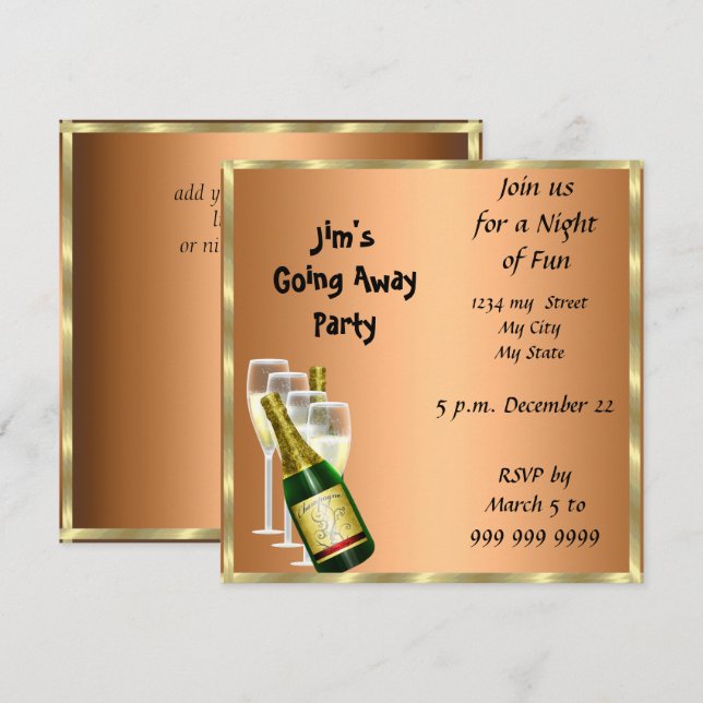 Farewell Party Invitation Card au revoir (Devant / Derrière)