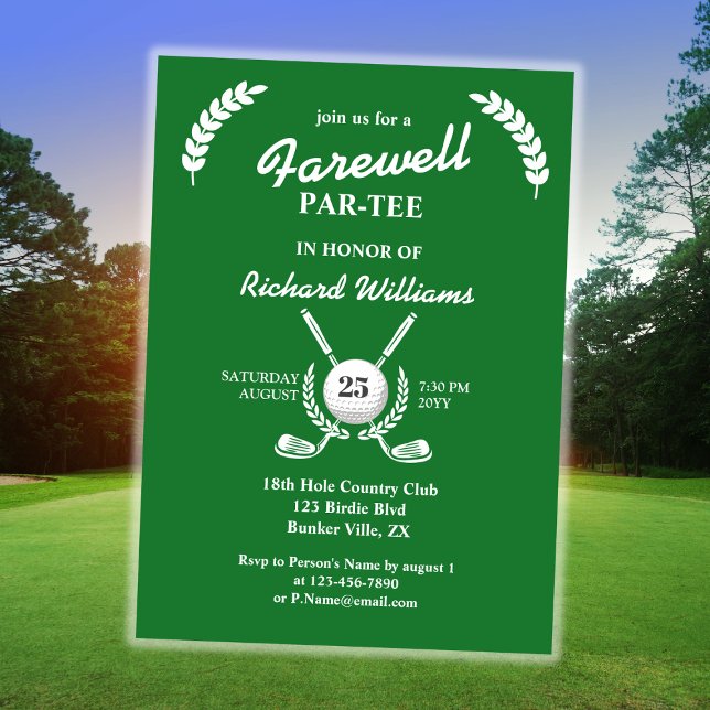 Farewell Retirement Golf Clubs Wreath Themed Party Einladung (Von Creator hochgeladen)