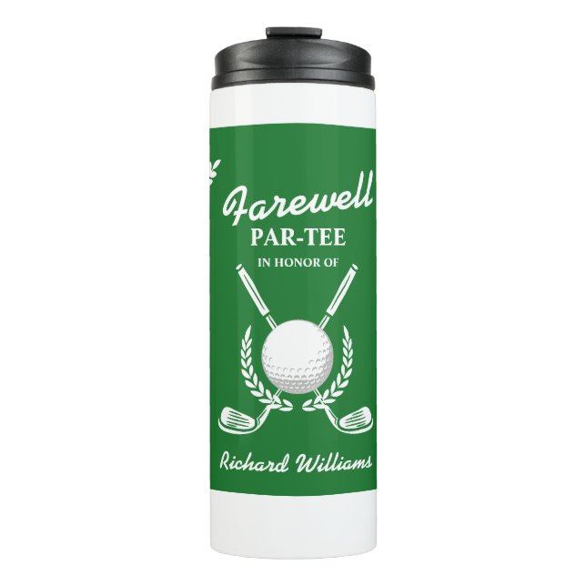 Farewell Retirement Golf Clubs Wreath Themed Party Thermosbecher (Vorderseite)