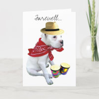 Farewell White Boxer Pup mit Bongos Grußkarte