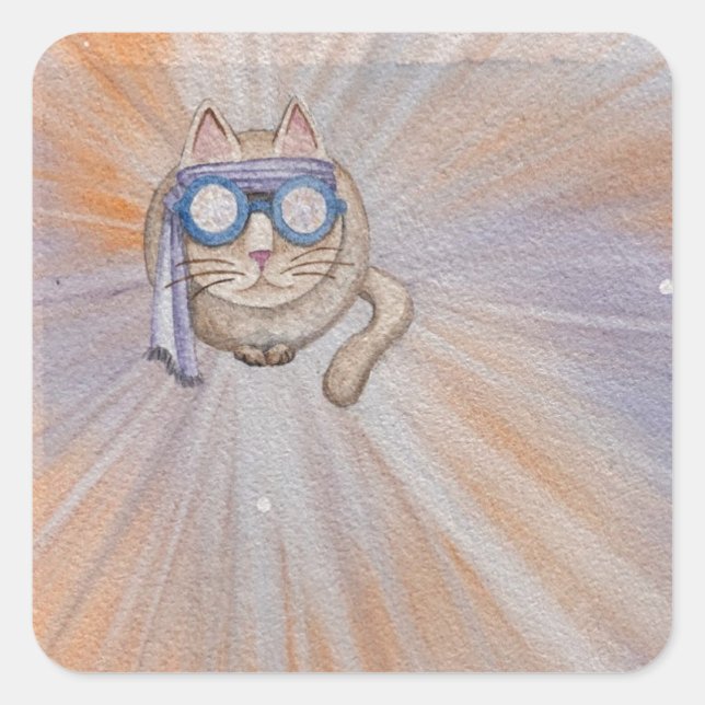 FarFarOut Cat-Aufkleber Quadratischer Aufkleber (Vorderseite)