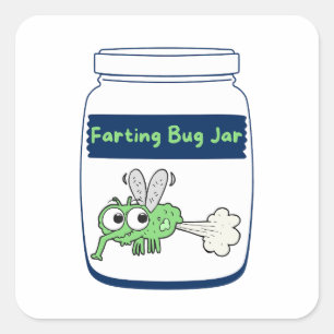 Farg Bug Jar" Whimsical Quadratischer Aufkleber