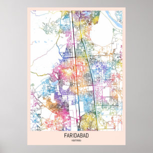 Faridabad Haryana Stadtkarte Poster
