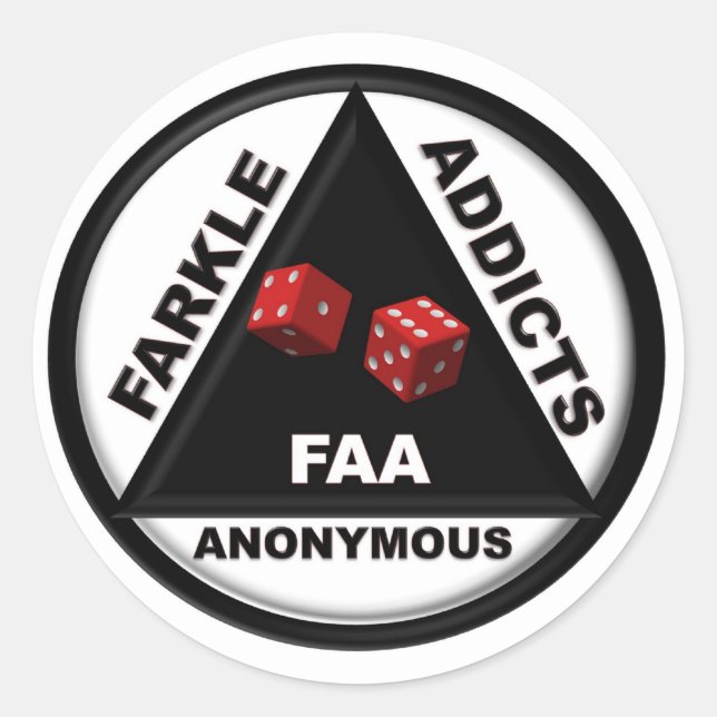 Farkle Addicts anonym (Version 2010) Runder Aufkleber (Vorderseite)