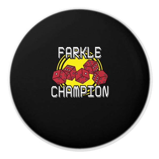 Farkle Meister - lustiges Würfel-Sprichwort, Keramikknauf (Vorderseite)