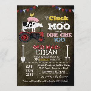 Farm Animal Barnyard Birthday Einladung
