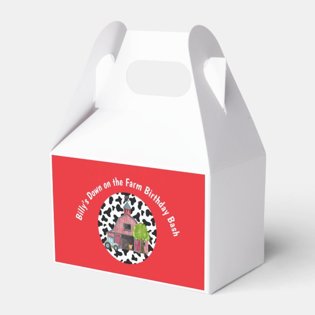 Farm Animal Barnyard Birthday Favor Box Anpassen Geschenkschachtel (Vorderseite)