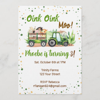 Farm Animal Barnyard Birthday Invitation