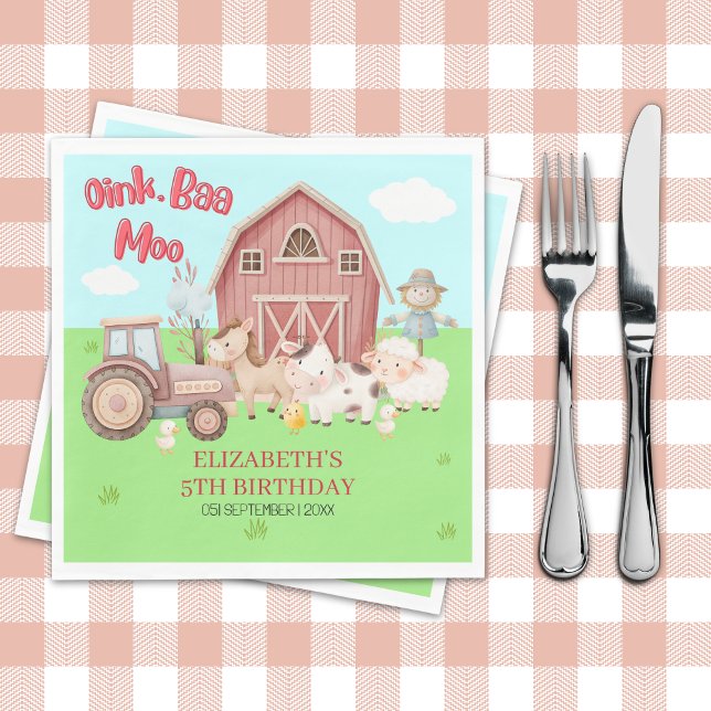 Farm Animal Birthday – Barnyard Girl Party Serviette (Von Creator hochgeladen)