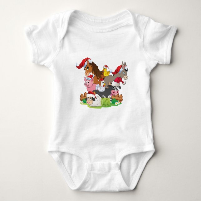 Farm Animal Christmas Baby Strampler (Vorderseite)