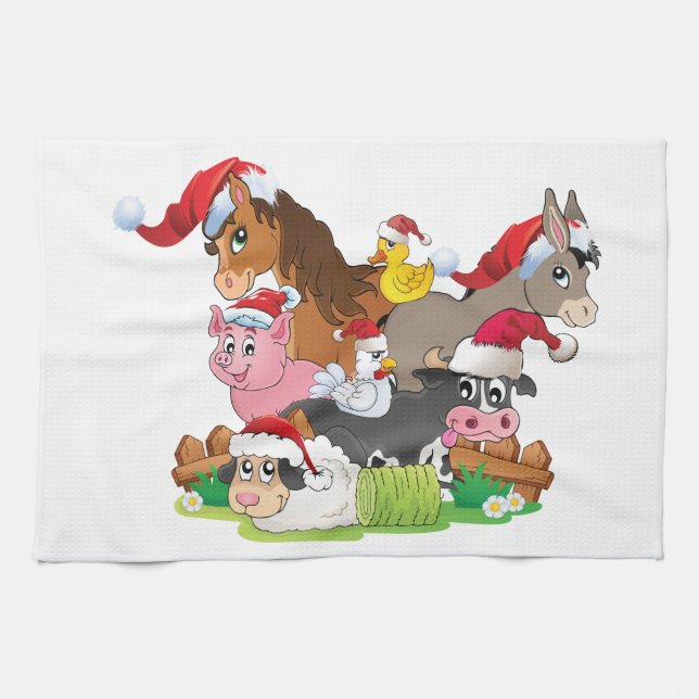 Farm Animal Christmas Handtuch (Horizontal)