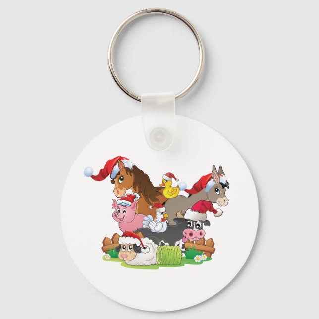 Farm Animal Christmas Schlüsselanhänger (Vorderseite)