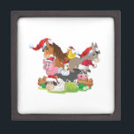 Farm Animal Christmas Schmuckkiste<br><div class="desc">Adorable Landtiere alle mit Weihnachtsmannmützen zu Weihnachten bereit - zu niedlich für das Land Weihnachten Thema.</div>