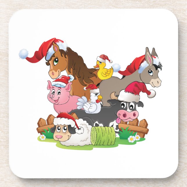 Farm Animal Christmas Untersetzer (Vorderseite)