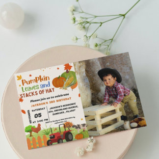 Farm Animal fall Pumpkin Boy Erste Geburtstagspart Einladung