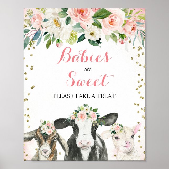 Farm Animal Floral Girl Bitte nehmen Sie eine Leck Poster (Vorne)