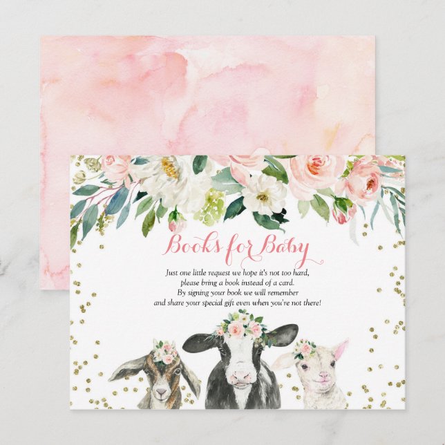 Farm Animal Floral Girl Books for Baby Card Einladungspostkarte (Vorne/Hinten)