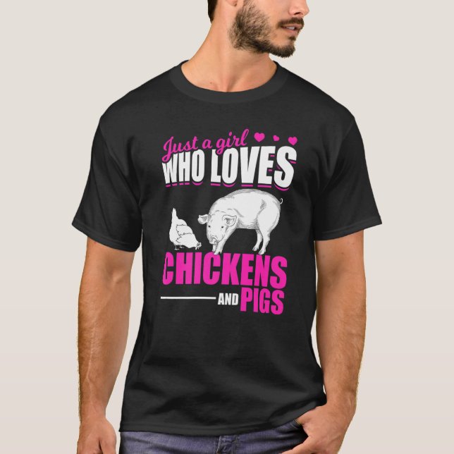 Farm Animal  Girls Farmer Women Farming Pig Chicke T-Shirt (Vorderseite)
