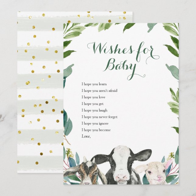 Farm Animal Greenerity Boy will Baby Card Einladung (Vorne/Hinten)