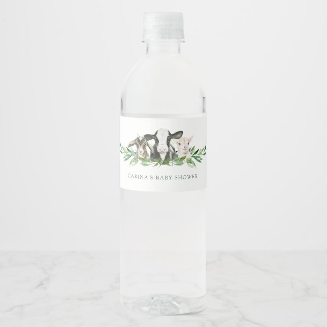 Farm Animal Greenery Boy Baby Dusche Wasser Flasch (Vorderseite)