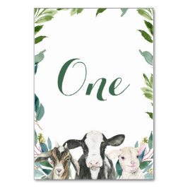 Farm Animal Greenery Boy Baby Shower Tischnummer