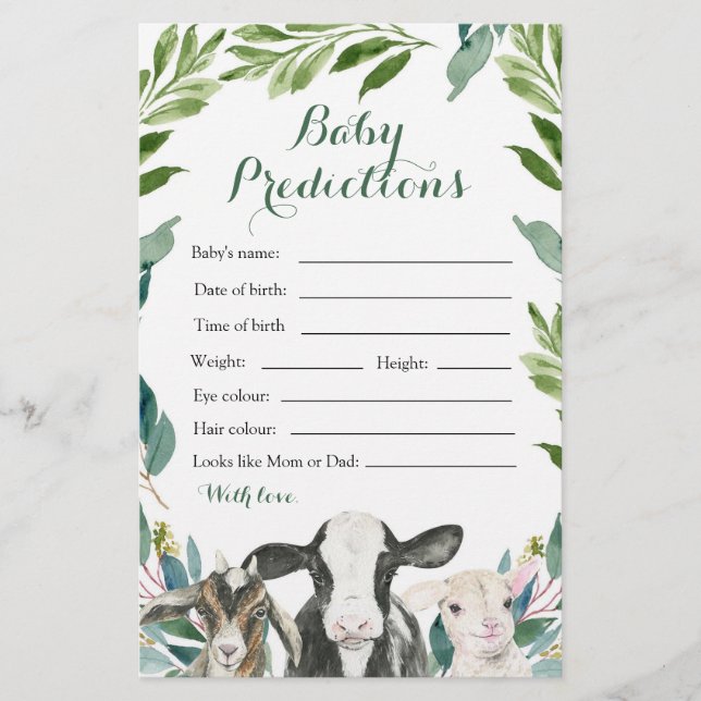 Farm Animal Greenery Boy Baby Vorhersagen (Vorderseite)