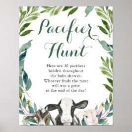 Farm Animal Greenery Boy Schnuller Hunt Poster