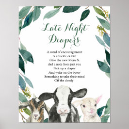 Farm Animal Greenery Boy Spate Night Diaper Poster