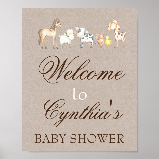 Farm Animal Party Welcome Sign Poster (Vorne)