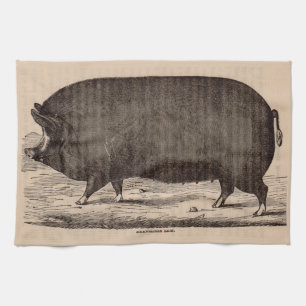 Farm Animal Printing Berkshire aus dem 19. Jahrhun Geschirrtuch