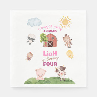 Farm animals Any Age Birthday Serviette