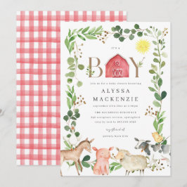 Farm Animals Baby Shower Invitation Einladung