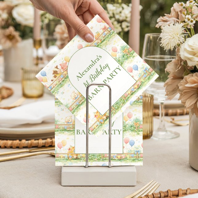 Farm Animals Barnyard 1st Birthday Serviette (Von Creator hochgeladen)