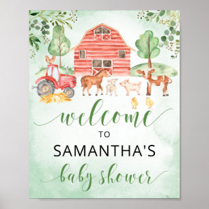 Farm animals boy baby shower welcome sign poster
