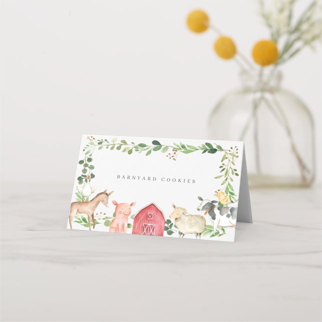 Farm Animals Buffet Food Labels Platzkarte (Vorderseite)