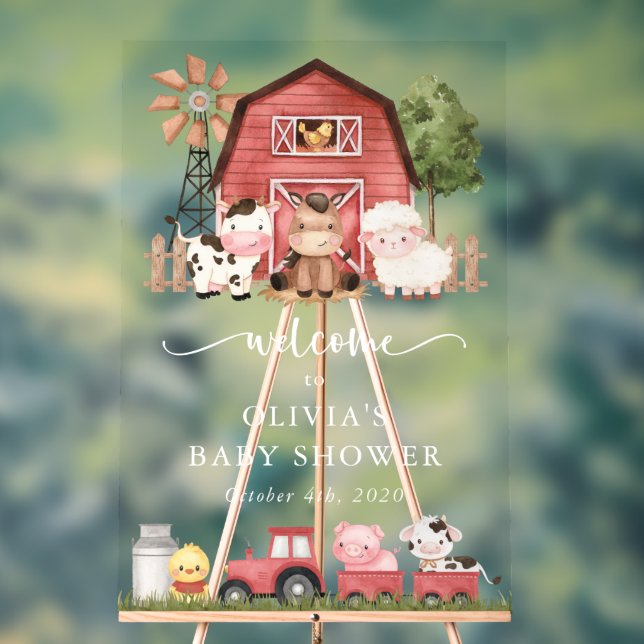 Farm Animals, Cute Animals, Baby Shower Welcome Acrylschild (Neutral)
