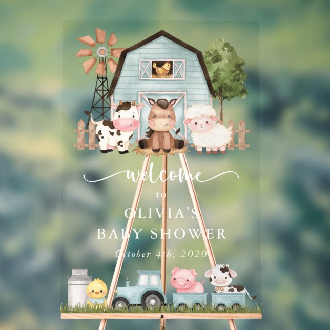 Farm Animals, Cute Animals, Baby Shower Welcome Acrylschild (Neutral)