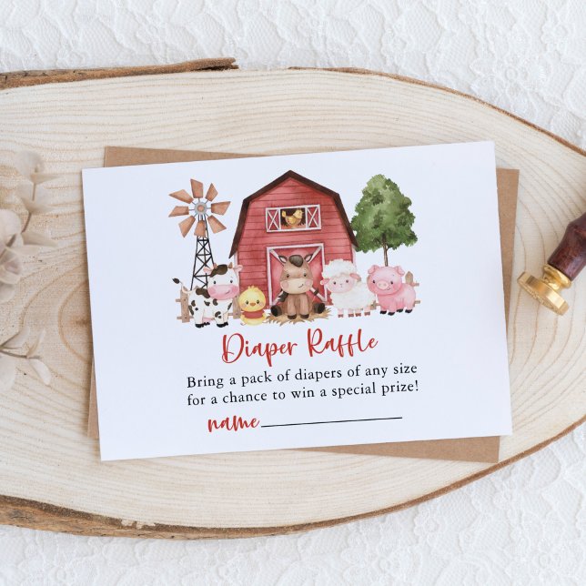 Farm Animals, Cute Animals, Barn, Diaper Raffle Begleitkarte (Von Creator hochgeladen)