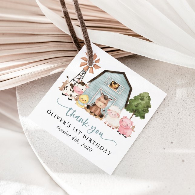 Farm Animals, Cute Animals, Barn, First Birthday Geschenkanhänger (Von Creator hochgeladen)