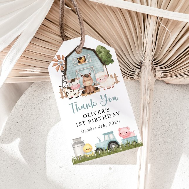 Farm Animals, Cute Animals, Barn, First Birthday Geschenkanhänger (Von Creator hochgeladen)