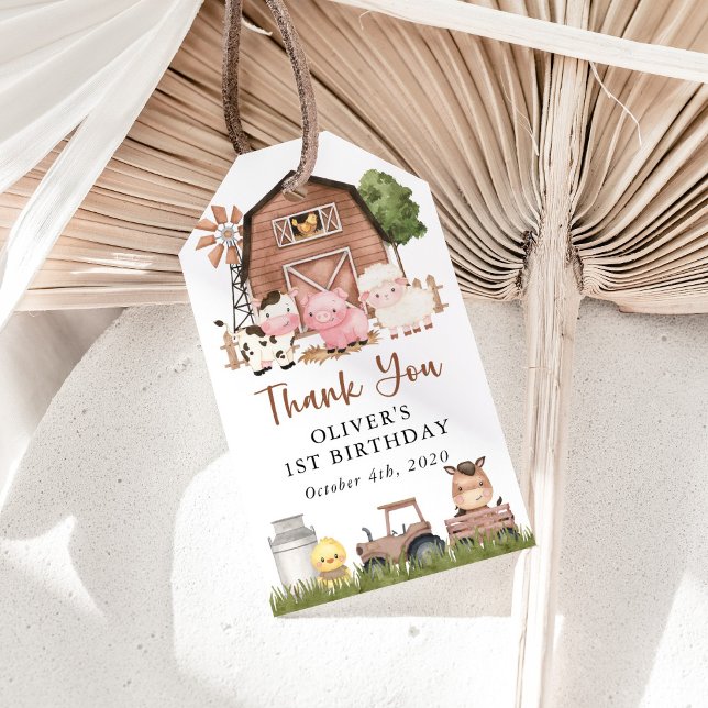 Farm Animals, Cute Animals, Barn, First Birthday Geschenkanhänger (Von Creator hochgeladen)