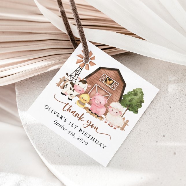 Farm Animals, Cute Animals, Barn, First Birthday Geschenkanhänger (Von Creator hochgeladen)