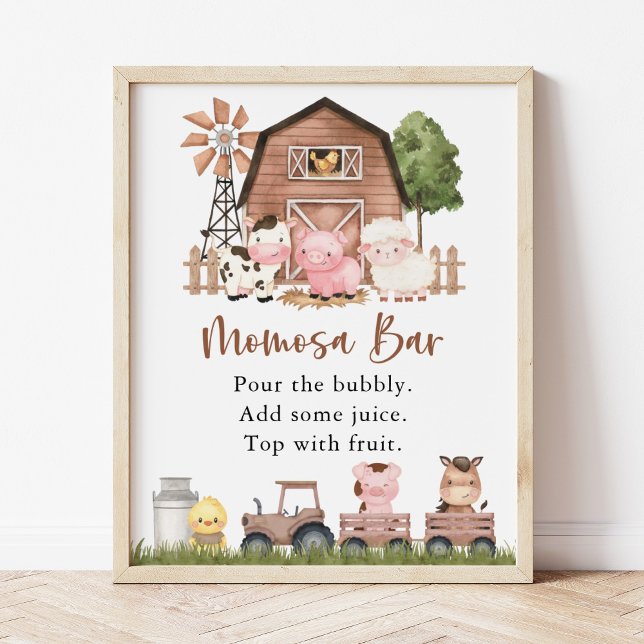 Farm Animals, Cute Animals, Brown Barn, Momosa Bar Poster (Von Creator hochgeladen)