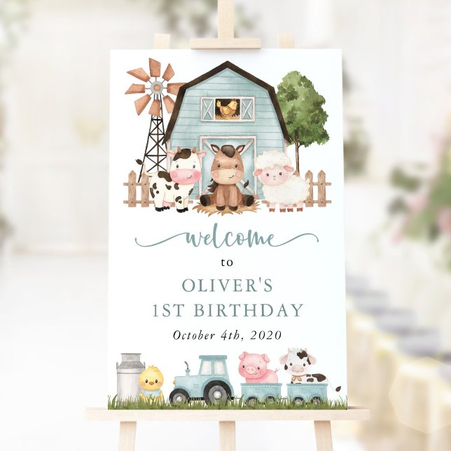 Farm Animals, Cute Animals, First Birthday Welcome Poster (Von Creator hochgeladen)