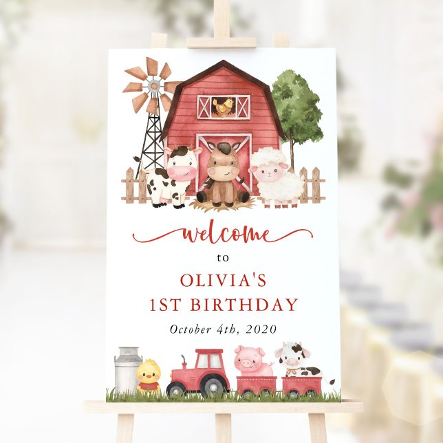 Farm Animals, Cute Animals, First Birthday Welcome Poster (Von Creator hochgeladen)
