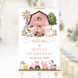 Farm Animals, Cute Animals, First Birthday Welcome Poster