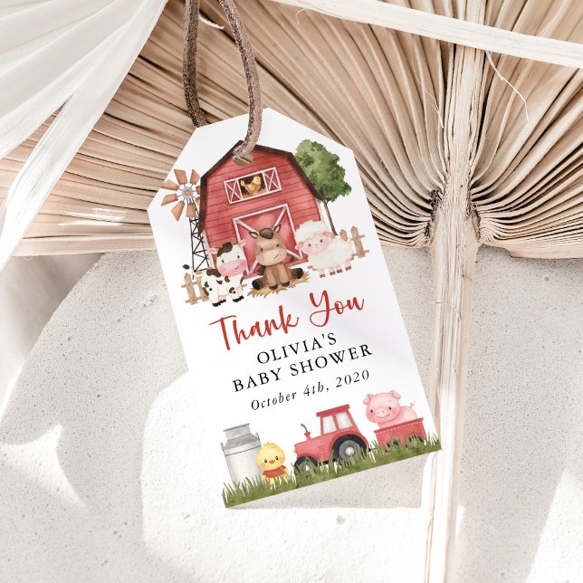 Farm Animals, Cute Animals, Red Barn, Baby Shower Geschenkanhänger (Von Creator hochgeladen)