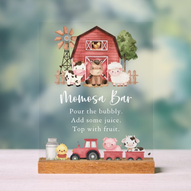 Farm Animals, Cute Animals, Red Barn, Momosa Bar (Neutre)