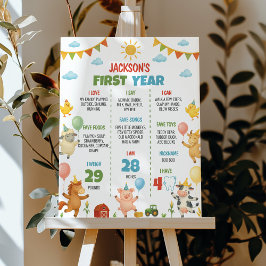 Farm Animals First Year Milestone Sign Poster